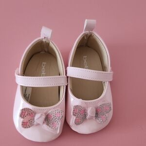 bebe Pink Dress Shoes with Glitter Bow